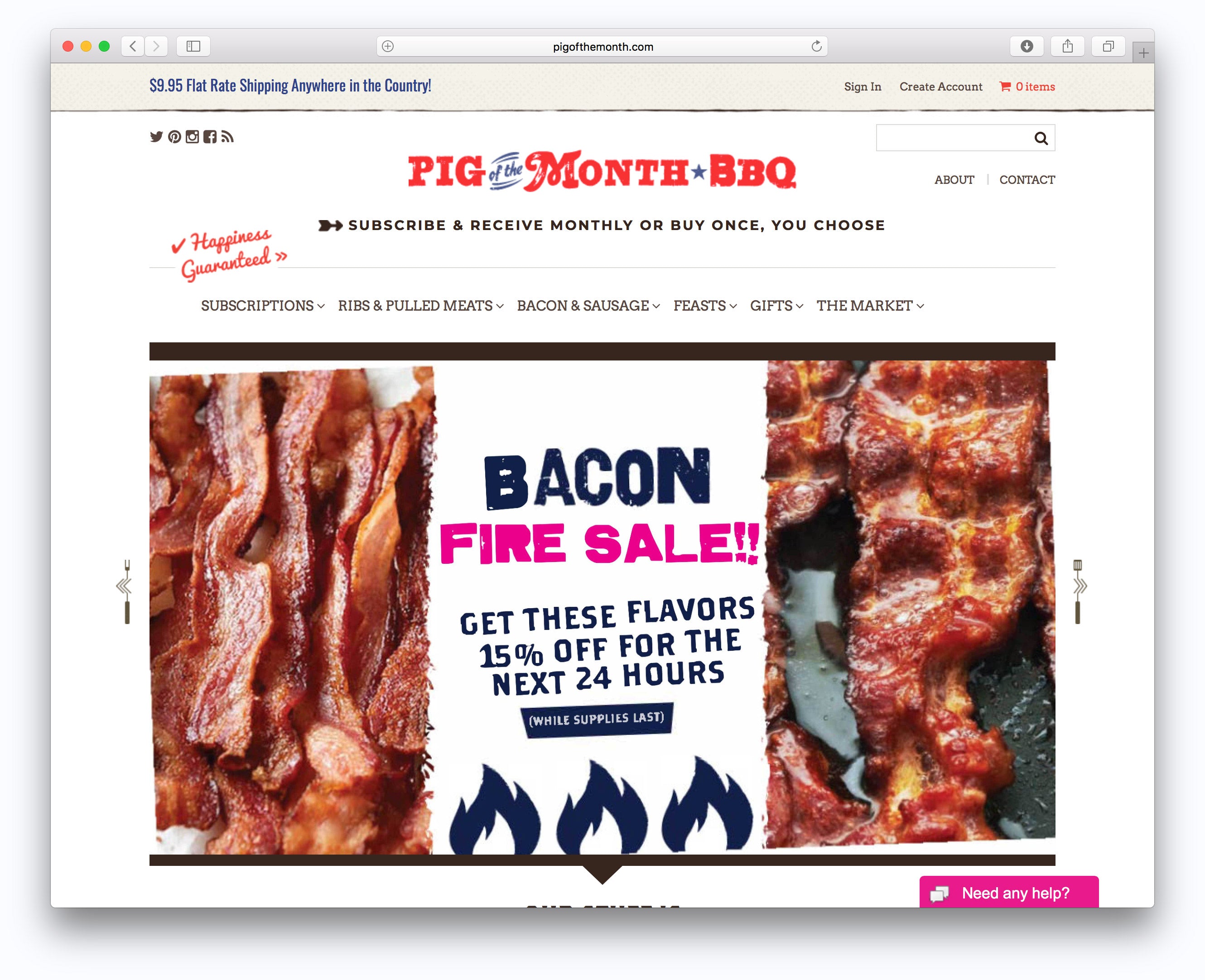 Pig of the Month BBQ homepage screenshot